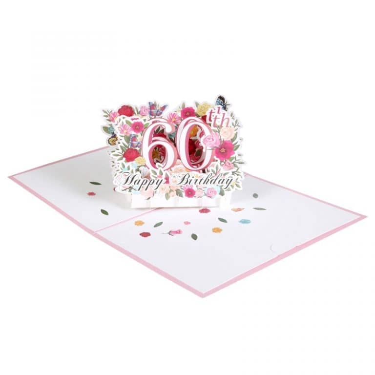 Flower 60th Birthday Pop Up Card Homanga