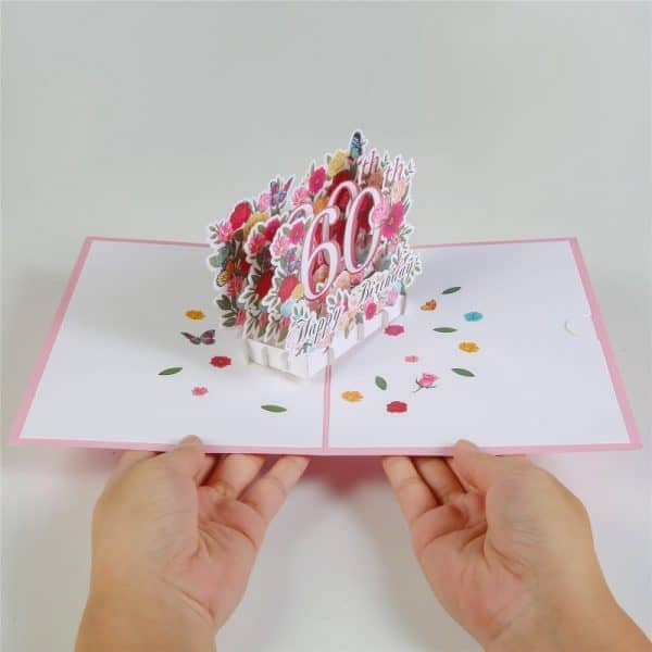 Flower 60th Birthday Pop Up Card - Homanga