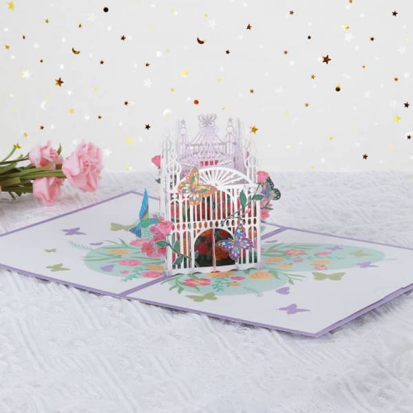 Butterflies and Hummingbird Cage Card