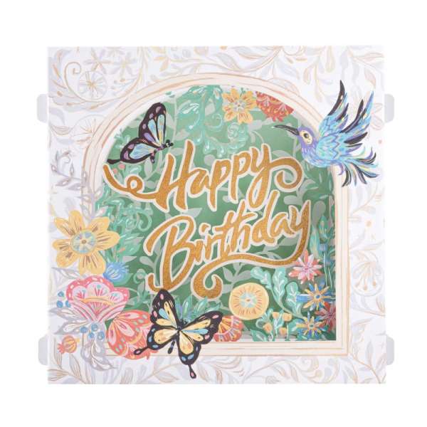 3D Flower and Butterflies Birthday Card