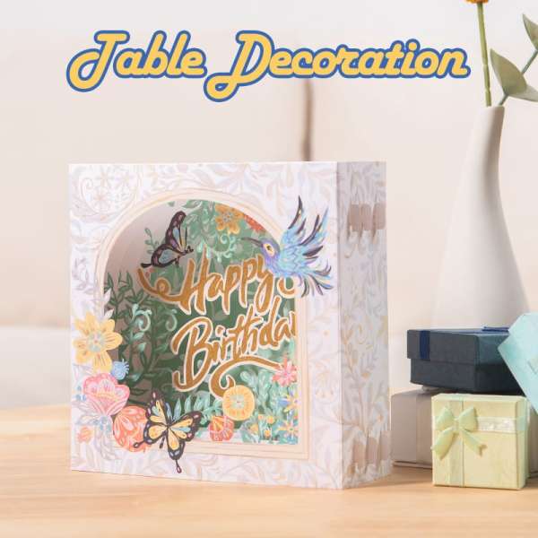 3D Flower and Butterflies Birthday Card