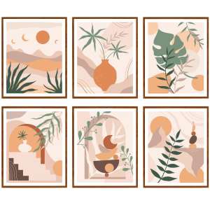 Modern Abstract Geometric Plant Wall Art Prints