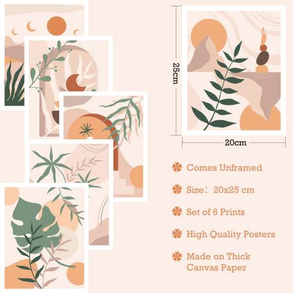 Modern Abstract Geometric Plant Wall Art Prints