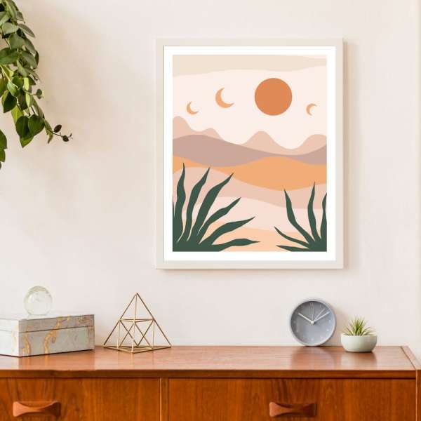 Modern Abstract Geometric Plant Wall Art Prints