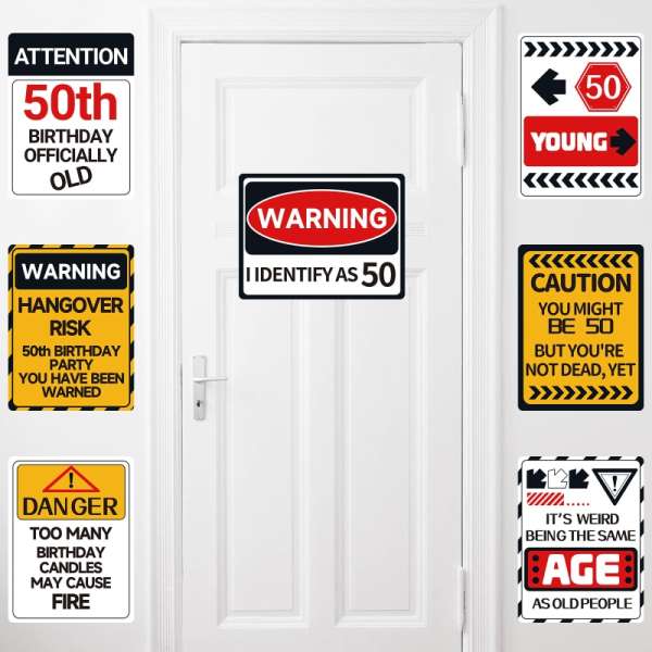 HOMANGA 50th Birthday Party Decorations, 9Pcs Funny Wall Signs for 50 Years Old Party Decor - Image 6