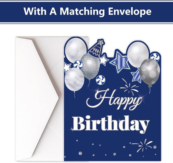 HOMANGA Giant Birthday Card, Jumbo happy Birthday Card for Men Women Colleague, Large Birthday Guest Book with Envelope, Blue Silver Big Birthday Card 14x22 inches - Image 4