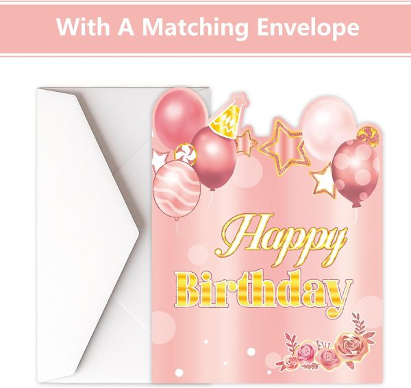 HOMANGA Giant Birthday Card, Jumbo happy Birthday Card for Women Girls Kids, Large Birthday Guest Book with Envelope, Pink Rose Gold Big Birthday Card 14x22 inches - Image 4