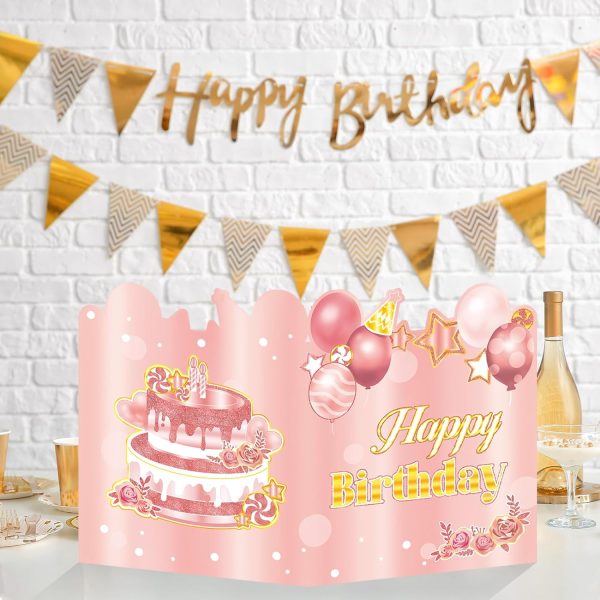 HOMANGA Giant Birthday Card, Jumbo happy Birthday Card for Women Girls Kids, Large Birthday Guest Book with Envelope, Pink Rose Gold Big Birthday Card 14x22 inches - Image 5