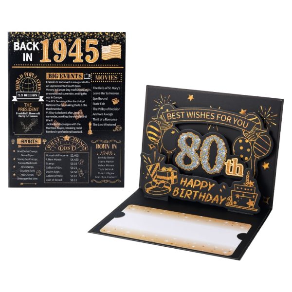 HOMANGA 80th Birthday Card (Black Gold)