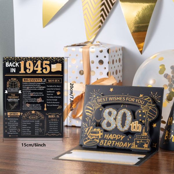 HOMANGA 80th Birthday Card (Black Gold) - Image 2