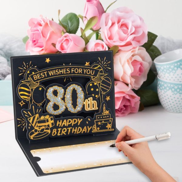 HOMANGA 80th Birthday Card (Black Gold) - Image 4