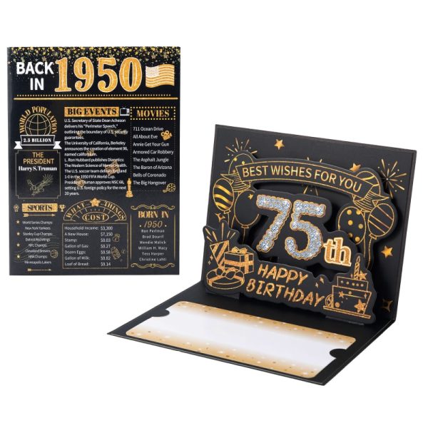 HOMANGA 75th Birthday Card (Black Gold)