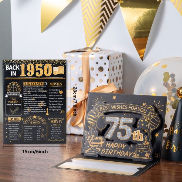 HOMANGA 75th Birthday Card (Black Gold) - Image 2