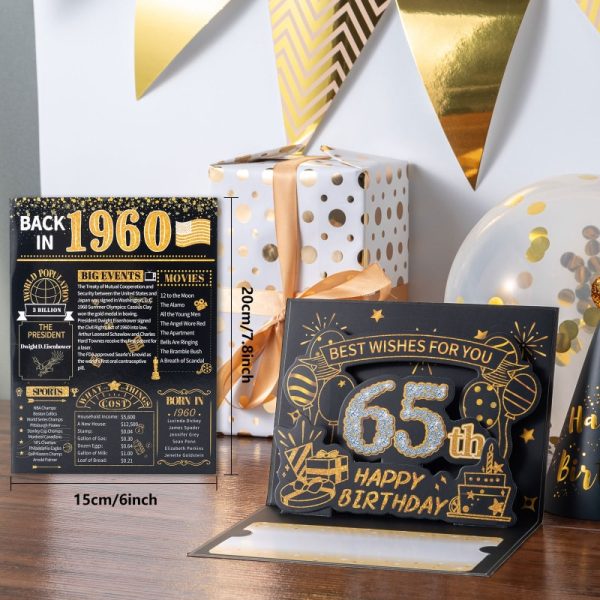 HOMANGA 65th Birthday Card (Black Gold) - Image 2