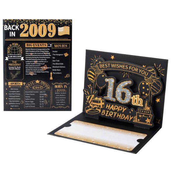 HOMANGA 16th Birthday Card (Black Gold)